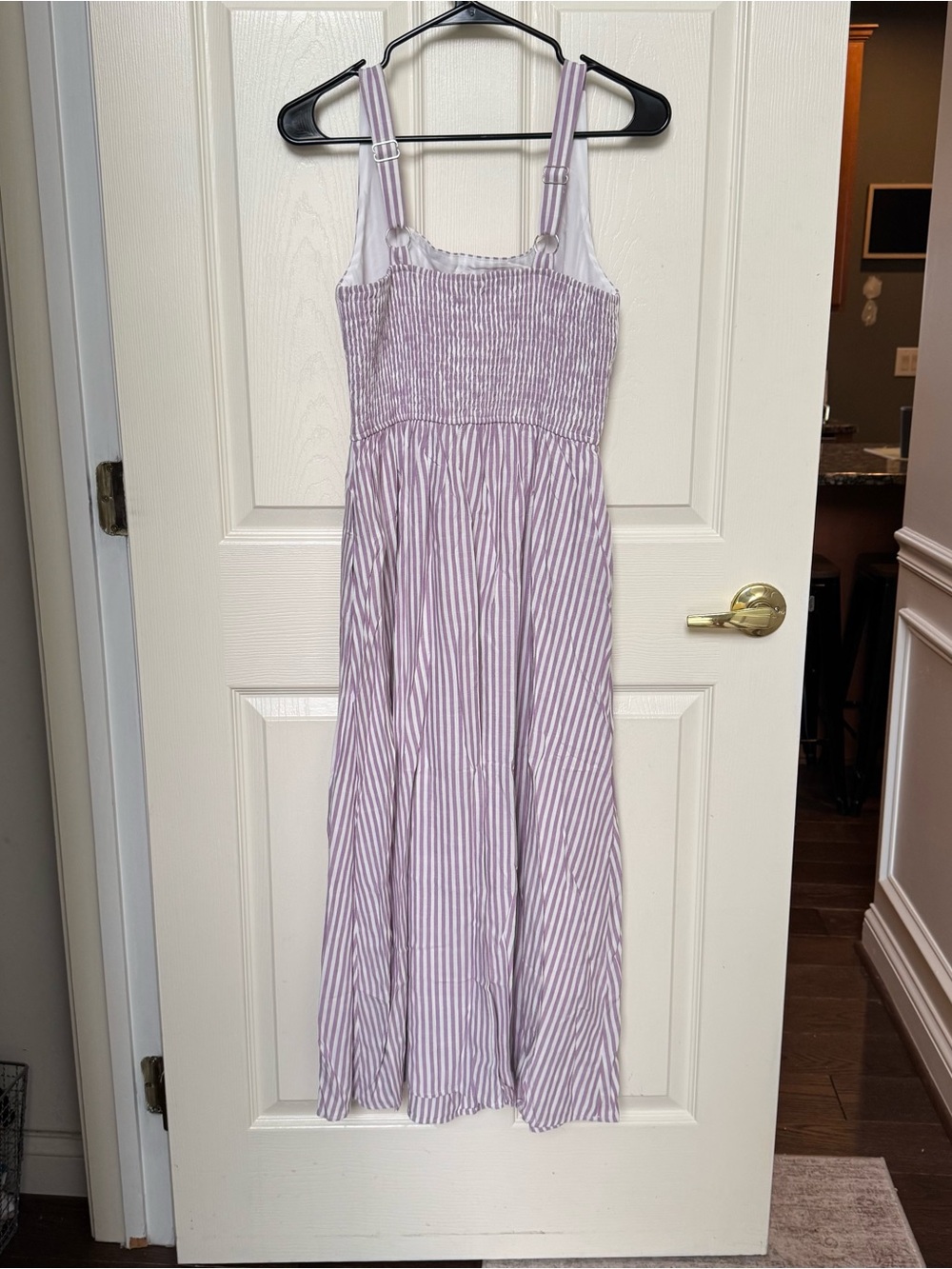 Striped Lilac Square-Neck Midi Dress - Picture 5 of 6
